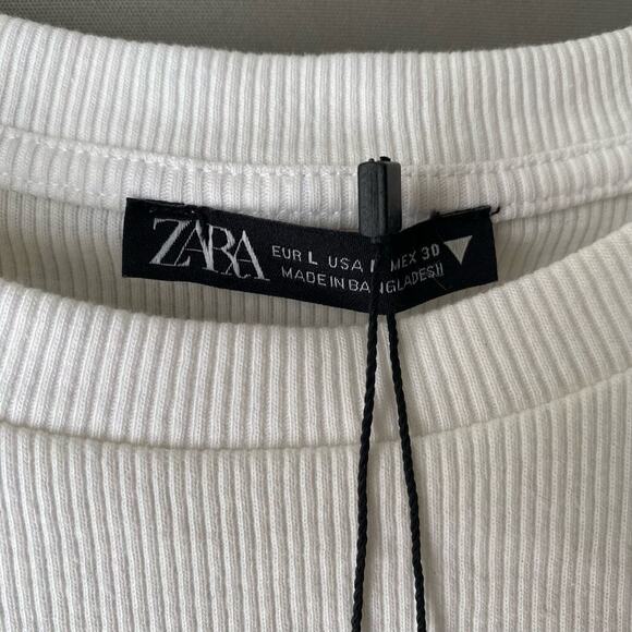 Zara sz L ruffle sleeve ribbed crop tank top NWT - Picture 6 of 9